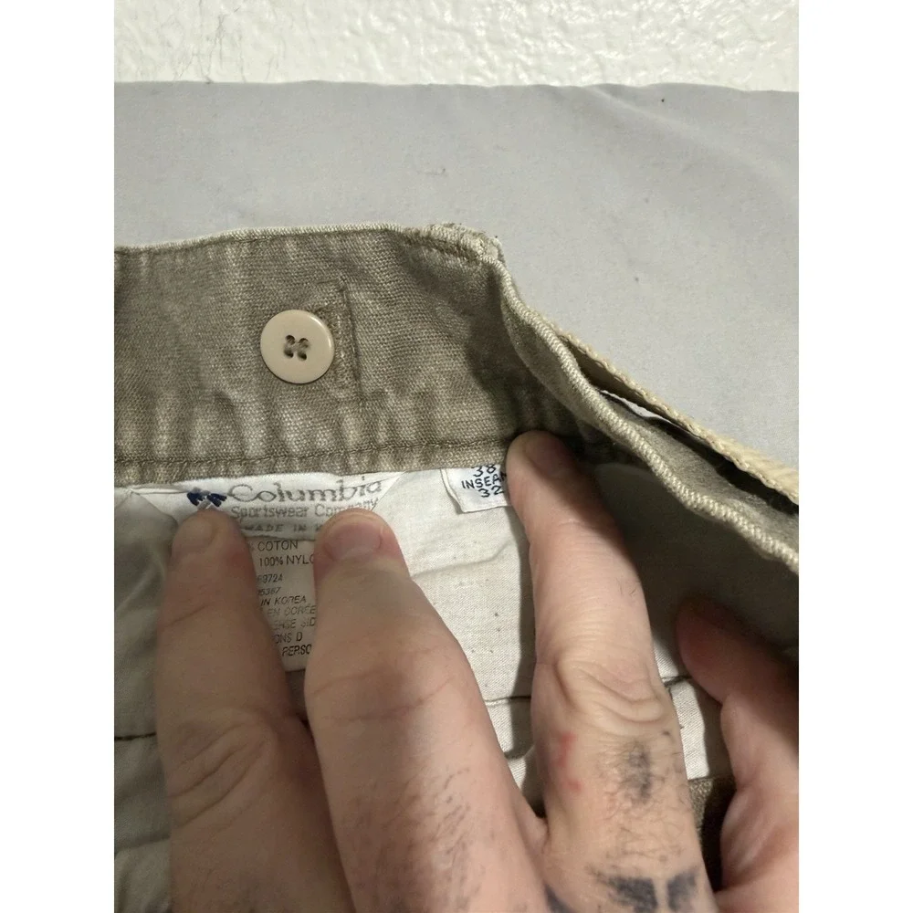 vtg columbia‎ sportwear heavy duty brush guard khaki hunting pants, men's 38x32